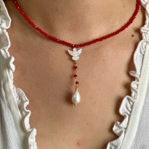 Colar Terço Cristal Espírito Santo Madre Pérola