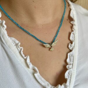 Colar Cristal Azul Espírito Santo Cravejado